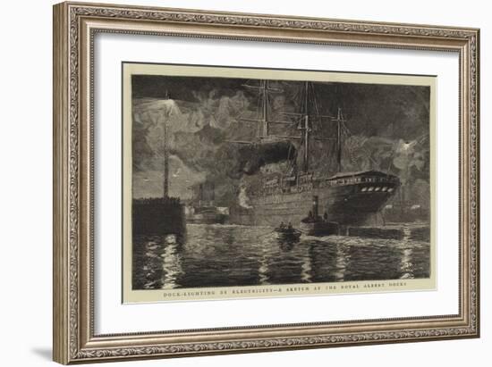 Dock-Lighting by Electricity, a Sketch at the Royal Albert Docks-William Lionel Wyllie-Framed Giclee Print