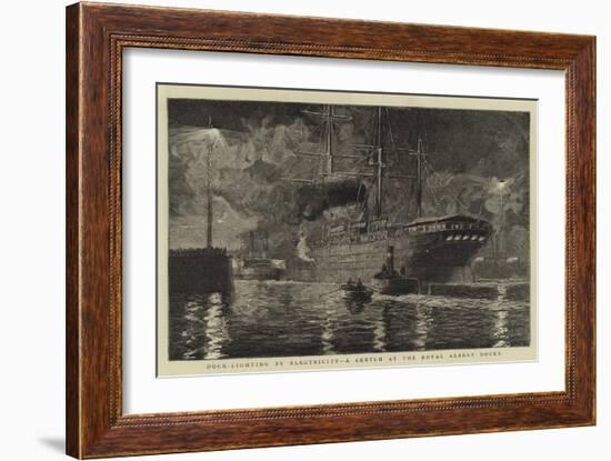 Dock-Lighting by Electricity, a Sketch at the Royal Albert Docks-William Lionel Wyllie-Framed Giclee Print