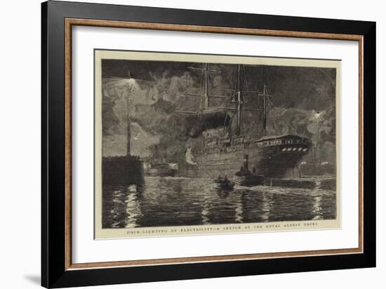 Dock-Lighting by Electricity, a Sketch at the Royal Albert Docks-William Lionel Wyllie-Framed Giclee Print