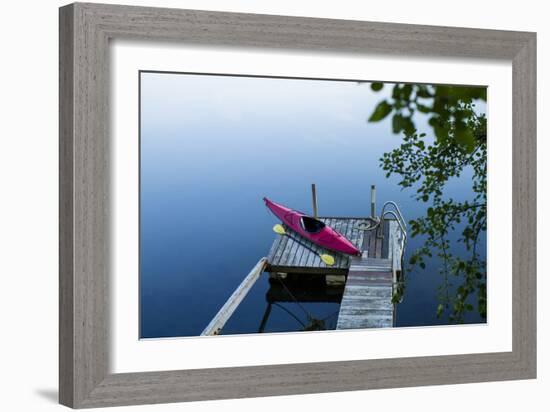 Dock On Bay In New England-Justin Bailie-Framed Photographic Print