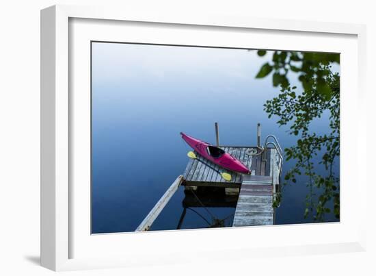 Dock On Bay In New England-Justin Bailie-Framed Photographic Print