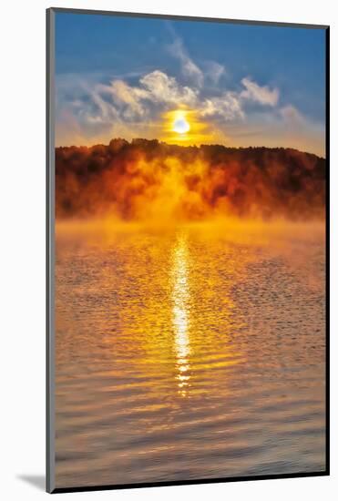 Dock on Long Lake at sunrise, Bridgton, Maine-Lisa Engelbrecht-Mounted Photographic Print