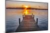 Dock on Long Lake at sunrise, Bridgton, Maine-Lisa Engelbrecht-Mounted Photographic Print