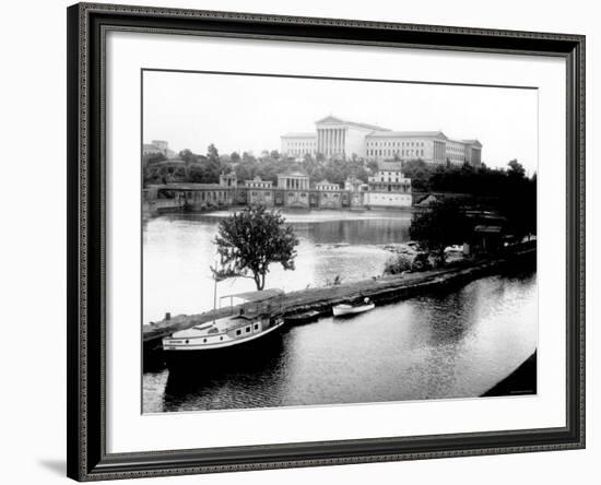 Dock on the River by the Art Museum, Philadelphia, Pennsylvania-null-Framed Photo