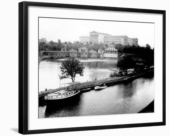 Dock on the River by the Art Museum, Philadelphia, Pennsylvania-null-Framed Photo