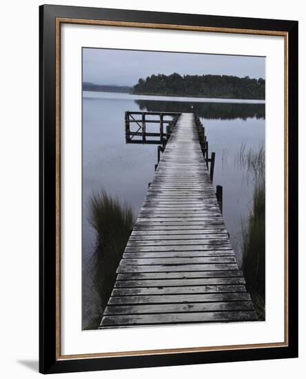 Dock, Shanghai Bay, Lake Mahinapua, West Coast, South Island, New Zealand, Pacific-Jochen Schlenker-Framed Photographic Print