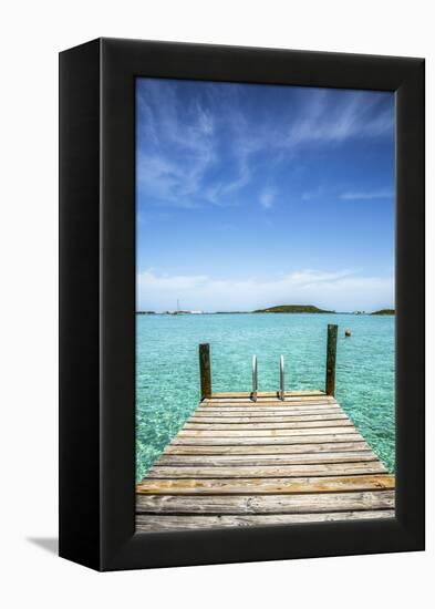 Dock , Staniel Cay, Exuma, Bahamas-James White-Framed Premier Image Canvas