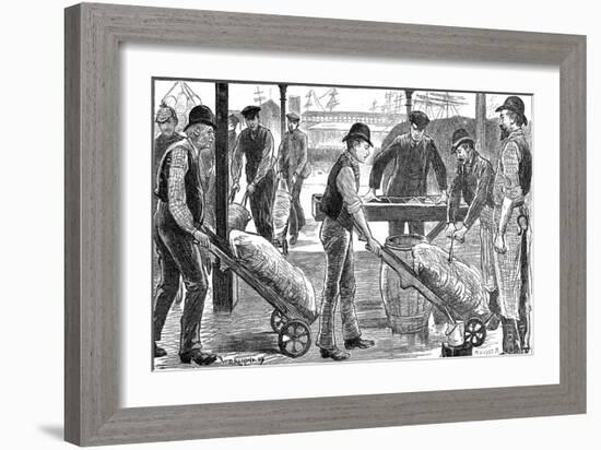 Dockers Unloading Sugar at West India Docks, London, 1889-null-Framed Giclee Print