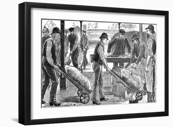 Dockers Unloading Sugar at West India Docks, London, 1889-null-Framed Giclee Print