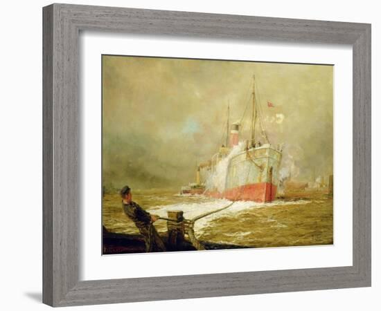 Docking a Cargo Ship-William Lionel Wyllie-Framed Giclee Print