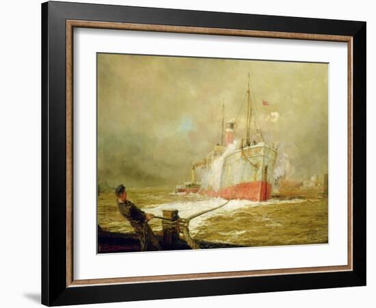 Docking a Cargo Ship-William Lionel Wyllie-Framed Giclee Print