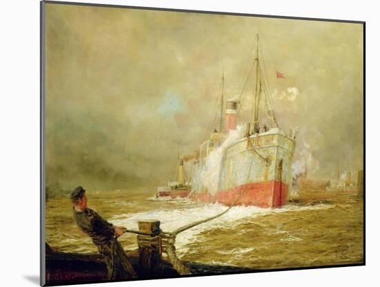 Docking a Cargo Ship-William Lionel Wyllie-Mounted Giclee Print