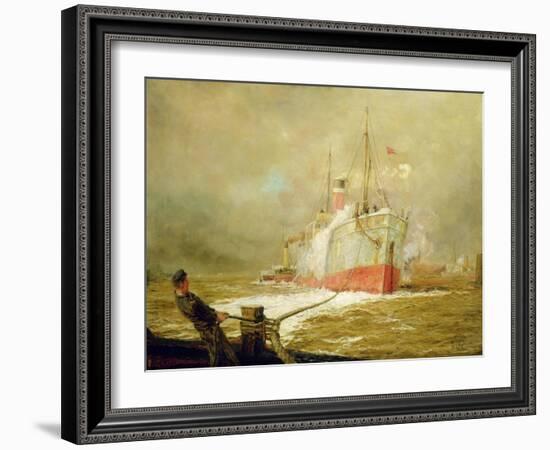 Docking a Cargo Ship-William Lionel Wyllie-Framed Giclee Print