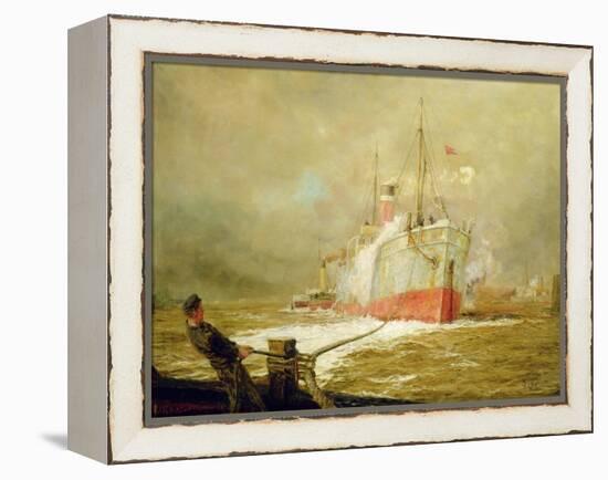 Docking a Cargo Ship-William Lionel Wyllie-Framed Premier Image Canvas