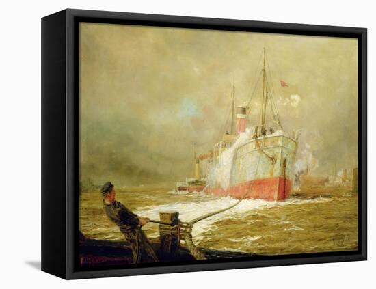 Docking a Cargo Ship-William Lionel Wyllie-Framed Premier Image Canvas