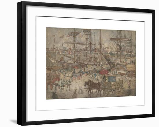 Docks, East Boston-Maurice Prendergast-Framed Premium Giclee Print