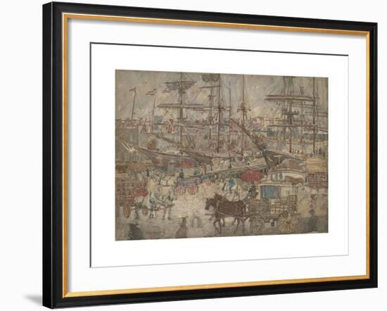 Docks, East Boston-Maurice Prendergast-Framed Premium Giclee Print