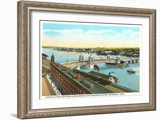 Docks on Pequonnock River, Bridgeport, Connecticut-null-Framed Art Print