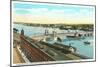 Docks on Pequonnock River, Bridgeport, Connecticut-null-Mounted Art Print