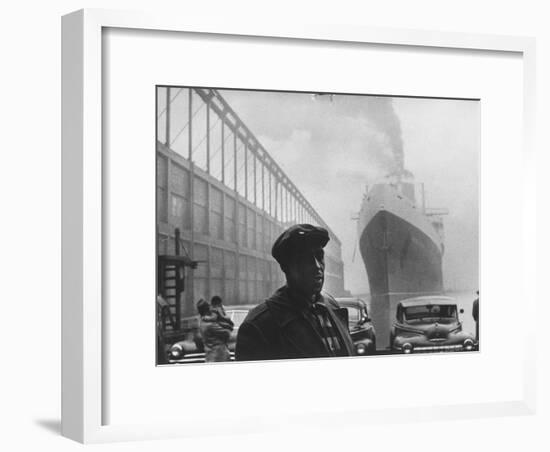 Dockworker Archie Harris Reflecting on Former Days as a Track Star-Gordon Parks-Framed Premium Photographic Print