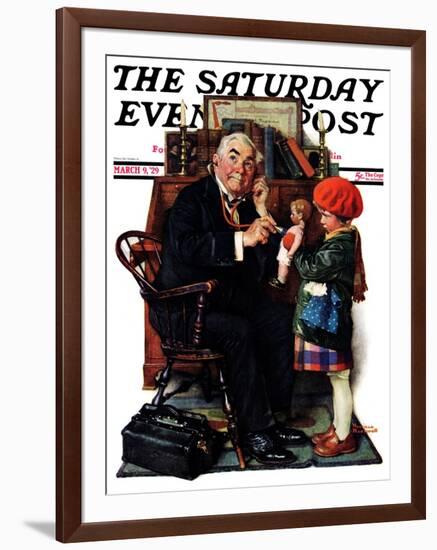 "Doctor and the Doll" Saturday Evening Post Cover, March 9,1929-Norman Rockwell-Framed Giclee Print