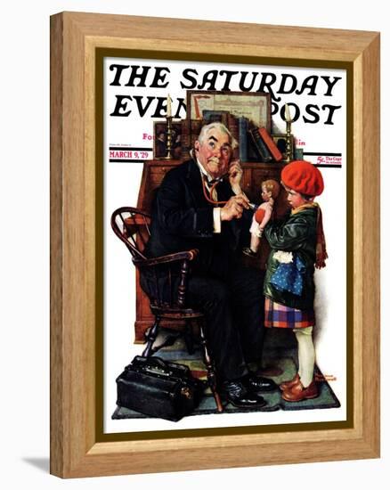 "Doctor and the Doll" Saturday Evening Post Cover, March 9,1929-Norman Rockwell-Framed Premier Image Canvas