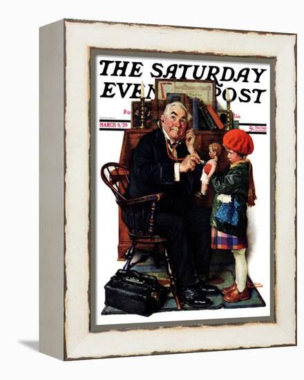 "Doctor and the Doll" Saturday Evening Post Cover, March 9,1929-Norman Rockwell-Framed Premier Image Canvas