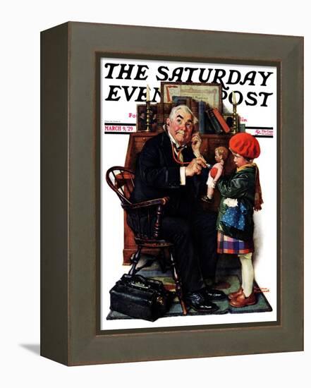 "Doctor and the Doll" Saturday Evening Post Cover, March 9,1929-Norman Rockwell-Framed Premier Image Canvas