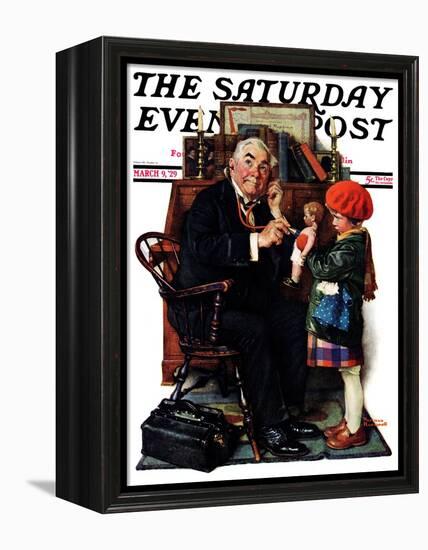 "Doctor and the Doll" Saturday Evening Post Cover, March 9,1929-Norman Rockwell-Framed Premier Image Canvas