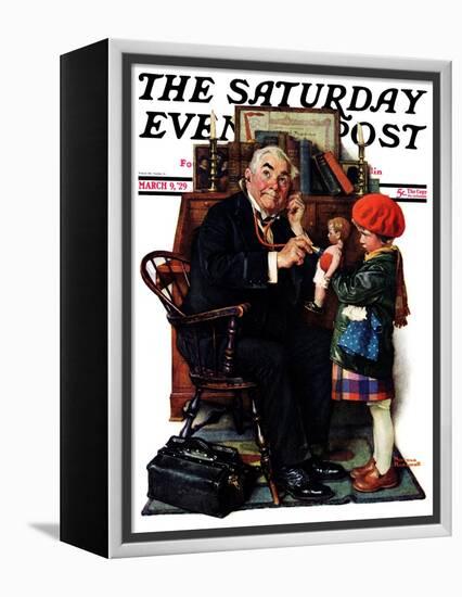 "Doctor and the Doll" Saturday Evening Post Cover, March 9,1929-Norman Rockwell-Framed Premier Image Canvas