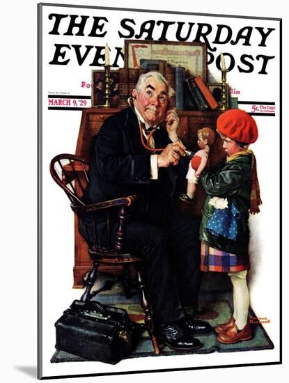 "Doctor and the Doll" Saturday Evening Post Cover, March 9,1929-Norman Rockwell-Mounted Giclee Print