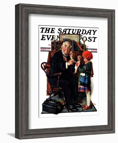 "Doctor and the Doll" Saturday Evening Post Cover, March 9,1929-Norman Rockwell-Framed Giclee Print