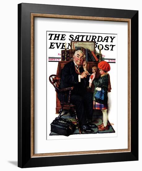 "Doctor and the Doll" Saturday Evening Post Cover, March 9,1929-Norman Rockwell-Framed Giclee Print