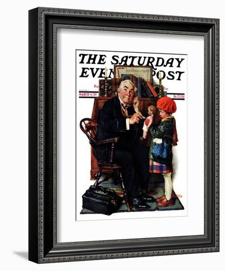 "Doctor and the Doll" Saturday Evening Post Cover, March 9,1929-Norman Rockwell-Framed Giclee Print