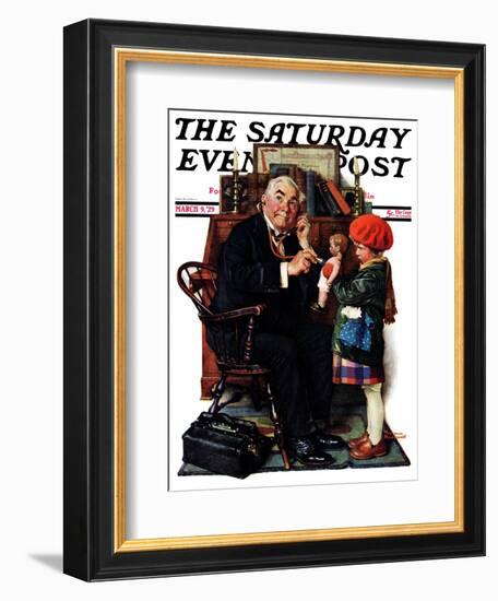 "Doctor and the Doll" Saturday Evening Post Cover, March 9,1929-Norman Rockwell-Framed Giclee Print