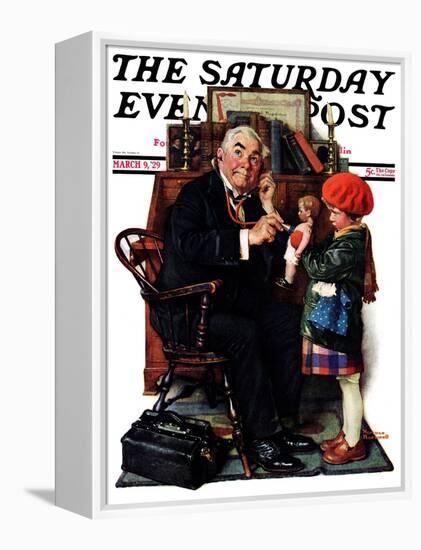 "Doctor and the Doll" Saturday Evening Post Cover, March 9,1929-Norman Rockwell-Framed Premier Image Canvas