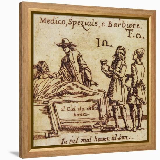 Doctor, Apothecary and Barber, 15th Century-null-Framed Premier Image Canvas