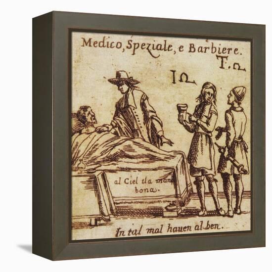 Doctor, Apothecary and Barber, 15th Century-null-Framed Premier Image Canvas