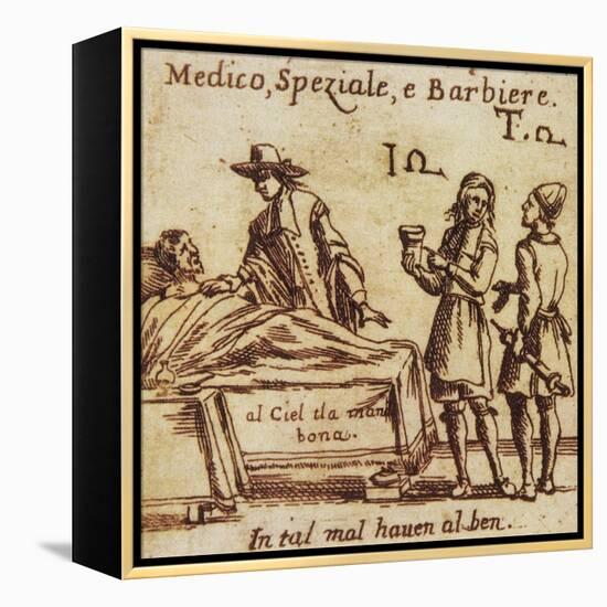 Doctor, Apothecary and Barber, 15th Century-null-Framed Premier Image Canvas