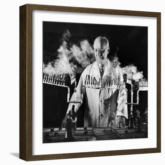 Doctor Evarts Graham Conducting Research on Cigarette Smoking and Lung Cancer, 1953-Fritz Goro-Framed Photographic Print