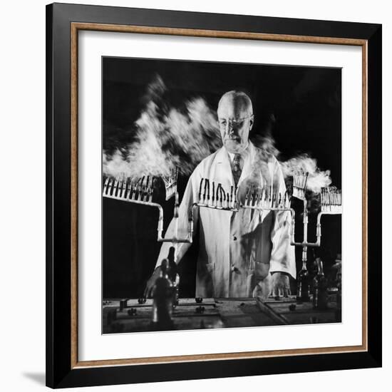 Doctor Evarts Graham Conducting Research on Cigarette Smoking and Lung Cancer, 1953-Fritz Goro-Framed Photographic Print