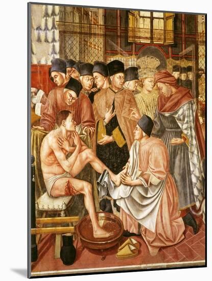 Doctor Giving Treatment to Sick Man with Cut on Leg, Fresco, by Domenico di Bartolo, 1443-null-Mounted Giclee Print