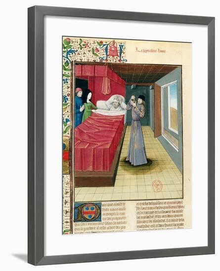 Doctor Performing a Urine Analysis, Livre Des Proprietes Des Choses L'Anglais, 1480-null-Framed Giclee Print