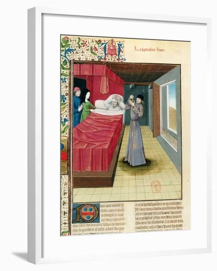 Doctor Performing a Urine Analysis, Livre Des Proprietes Des Choses L'Anglais, 1480-null-Framed Giclee Print