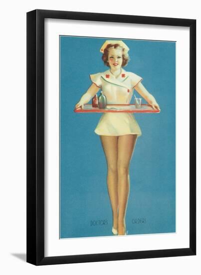 Doctor's Orders, Nurse with Tray-null-Framed Art Print