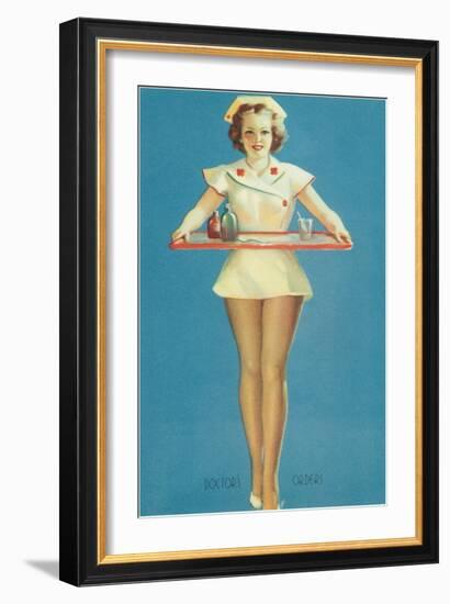 Doctor's Orders, Nurse with Tray-null-Framed Art Print