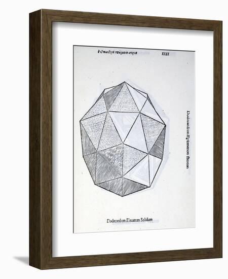 Dodecaedron Elevatum Solidum, Illustration from 'Divina Proportione' by Luca Pacioli…-Leonardo da Vinci-Framed Giclee Print