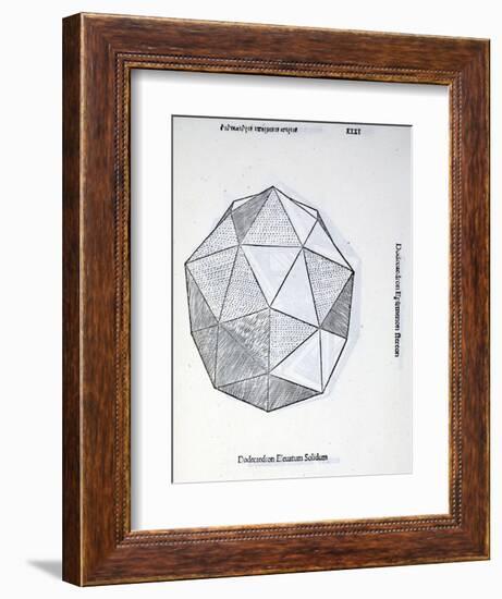 Dodecaedron Elevatum Solidum, Illustration from 'Divina Proportione' by Luca Pacioli…-Leonardo da Vinci-Framed Giclee Print