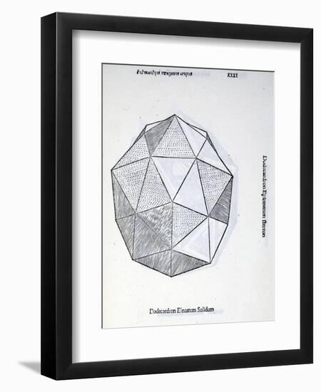 Dodecaedron Elevatum Solidum, Illustration from 'Divina Proportione' by Luca Pacioli…-Leonardo da Vinci-Framed Giclee Print