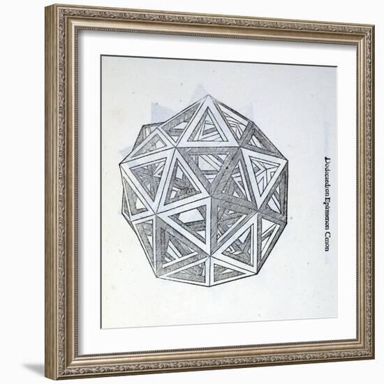 Dodecaedron Elevatum Vacuum, Illustration from 'Divina Proportione' by Luca Pacioli…-Leonardo da Vinci-Framed Giclee Print